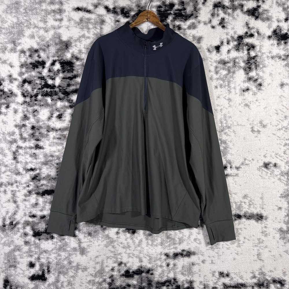 Under Armour Pullover Mens Size 2XL Green Colorblock Full‎ Zip Performance Golf